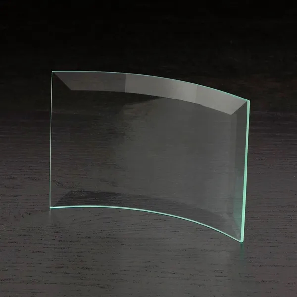 4" x 6" x 0.19" free-standing jade glass award with curved... from ASI 68507 The Magnet Group / Benchmark Crystal & Clocks