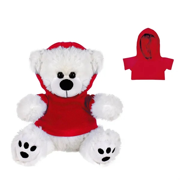 Cuddly, soft plush teddy bear with embroidered paws and hoodie.... from ASI 68507 The Magnet Group / Perfect Line