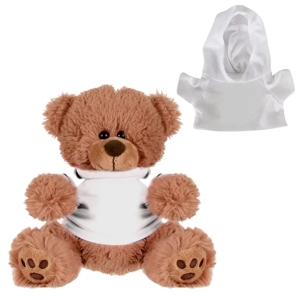 Cuddly, soft plush teddy bear with embroidered paws and hoodie.... from ASI 68507 The Magnet Group / Perfect Line