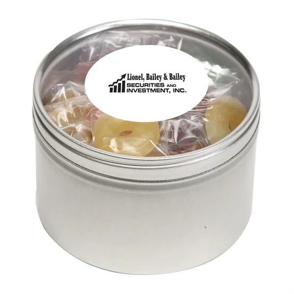 Lifesavers® packed inside a large round window tin with customization options.... from ASI 68507 The Magnet Group / The 1919 Candy Company