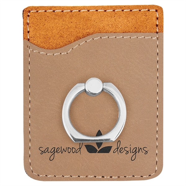 2.375" x 3.125" x 0.1875" leatherette phone wallet with ring-style holder.... from ASI 92531 Unique Custom Products / UCP
