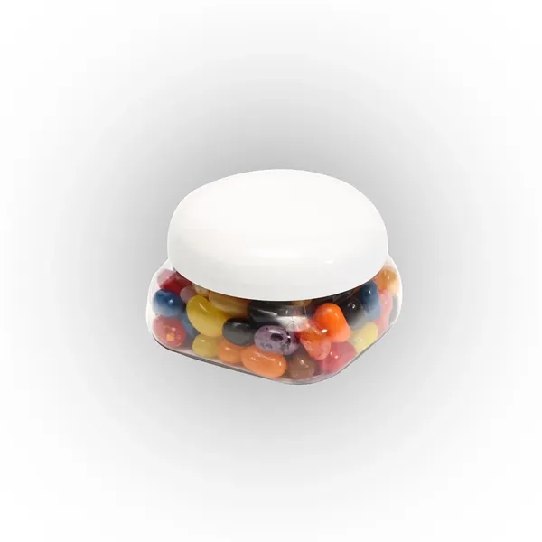 Small snack canister filled with plain M&Ms®; includes four color process... from ASI 68507 The Magnet Group / The 1919 Candy Company