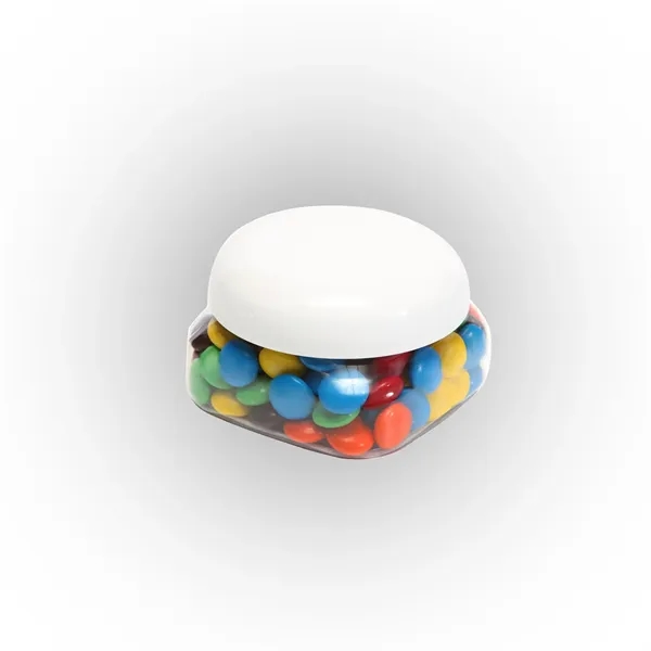 Small snack canister filled with plain M&Ms®; includes four color process... from ASI 68507 The Magnet Group / The 1919 Candy Company