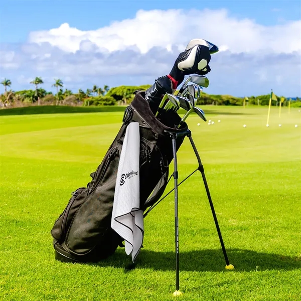 40 " x 17" waffle weave golf towel with sewn strap.... from ASI 68507 The Magnet Group