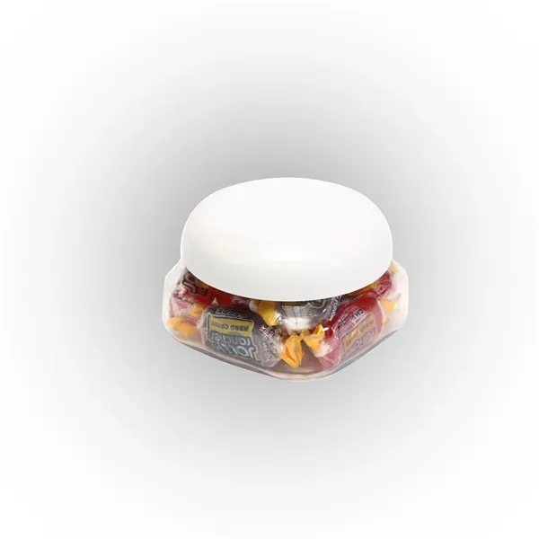 Small snack canister filled with Tootsie Rolls®; includes four color process... from ASI 68507 The Magnet Group / The 1919 Candy Company