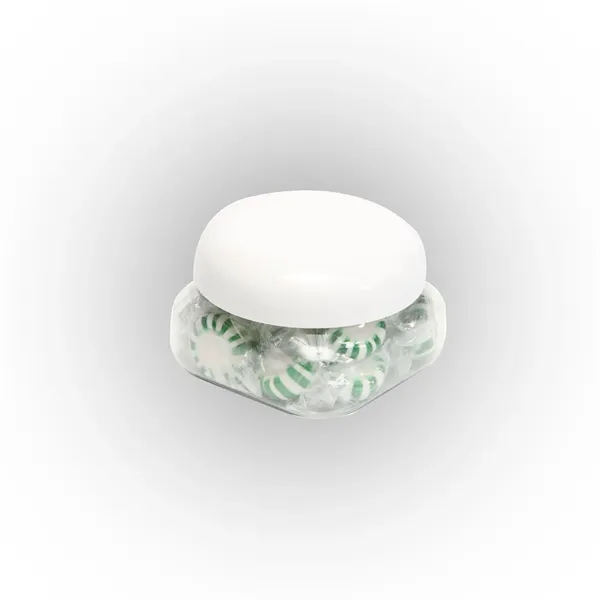 Small snack canister filled with Tootsie Rolls®; includes four color process... from ASI 68507 The Magnet Group / The 1919 Candy Company