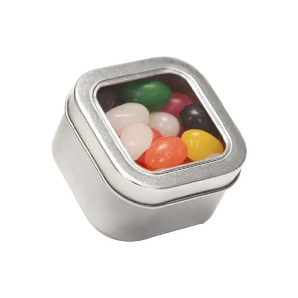 Small Square Window Tin filled with your choice of delicious candy... from ASI 68507 The Magnet Group / The 1919 Candy Company