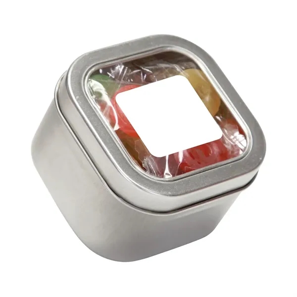 Large Square Window Tin flled with your choice of delicious candy... from ASI 68507 The Magnet Group / The 1919 Candy Company