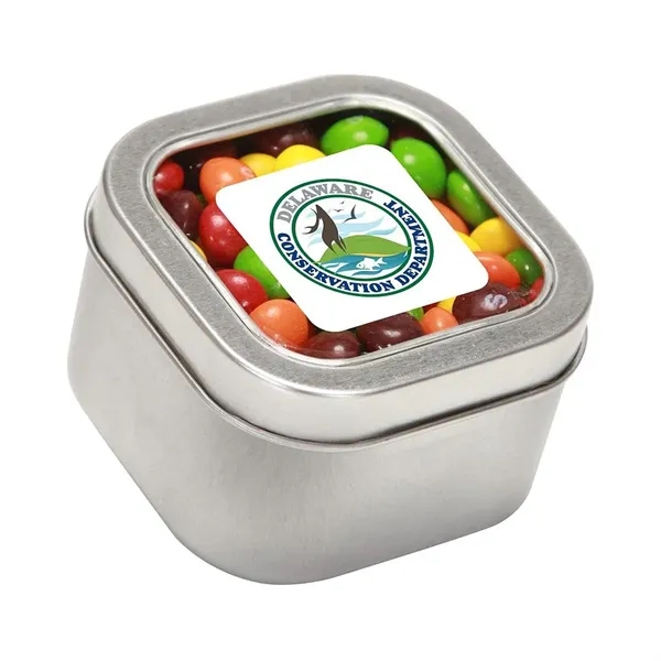 Large Square Window Tin fllled with your choice of delicious candy... from ASI 68507 The Magnet Group / The 1919 Candy Company