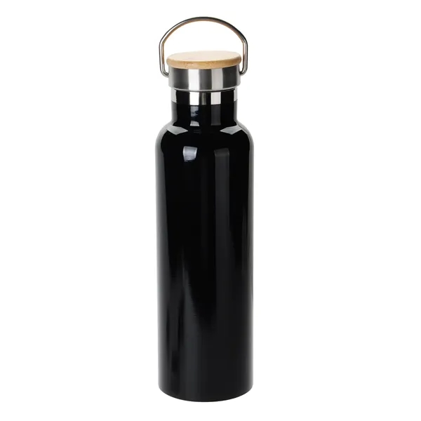 20 oz. stainless steel double wall vacuum insulated bottle with bamboo... from ASI 68507 The Magnet Group / Perfect Line