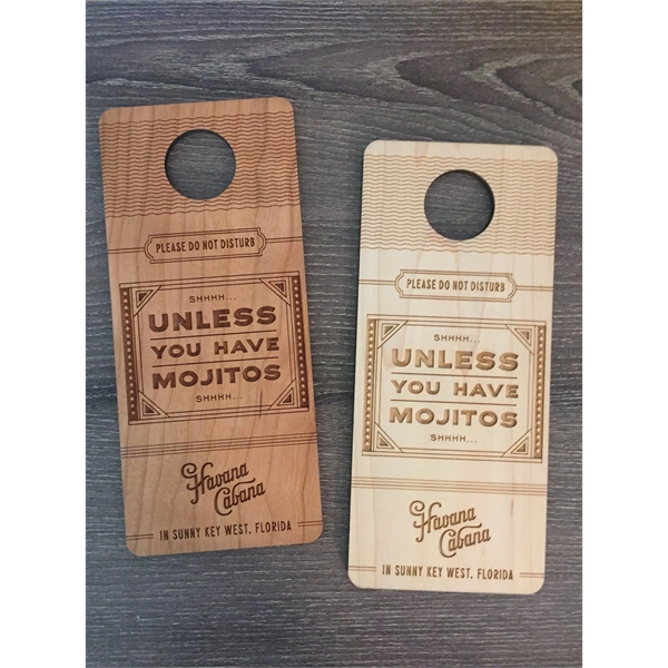 Wooden door hangers measure 3 1/2" x 8 1/2" and can... from ASI 92531 Unique Custom Products / UCP
