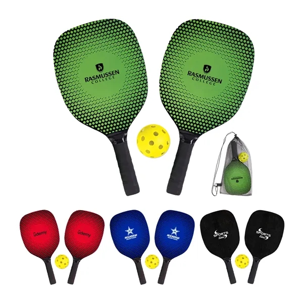 Pickleball paddle kit in a mesh pouch with drawstring closure with... from ASI 37218 Athena Promo (tm)