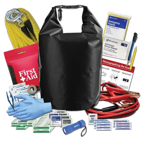 Dry bag auto kit with a clip handle, carabiner, jumper cables,... from ASI 84514 Safety Made