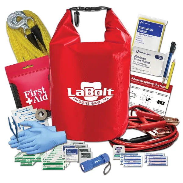 Dry bag auto kit with a clip handle, carabiner, jumper cables,... from ASI 84514 Safety Made