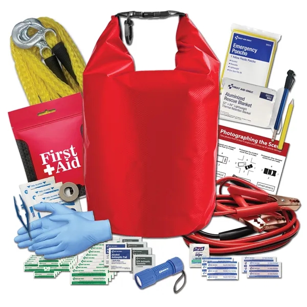 Dry bag auto kit with a clip handle, carabiner, jumper cables,... from ASI 84514 Safety Made