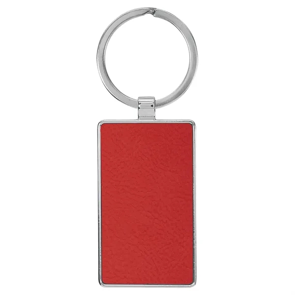 3" x 1 1/4" red PU leatherette/metal rectangle keychain with metal... from ASI 74601 Calico