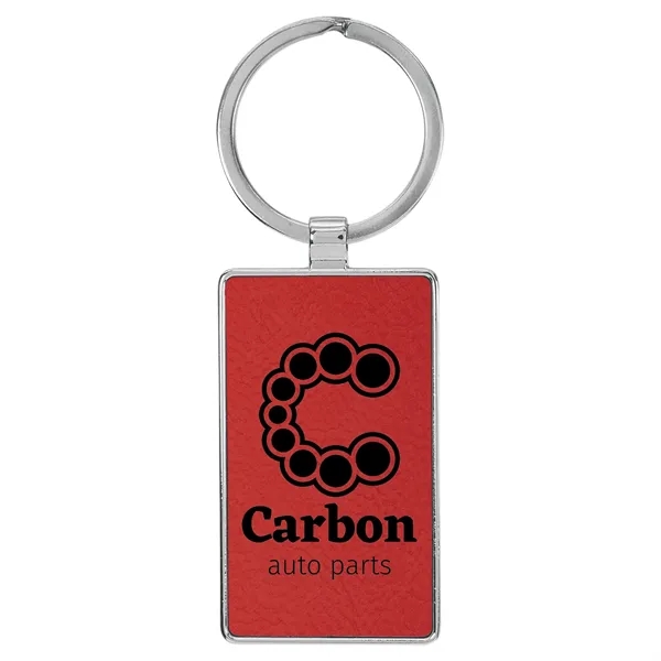 3" x 1 1/4" red PU leatherette/metal rectangle keychain with metal... from ASI 74601 Calico
