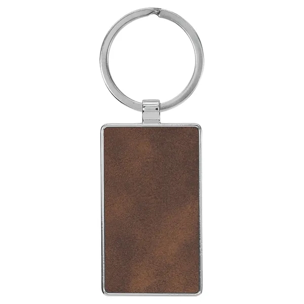 3" x 1 1/4" rustic PU leatherette/metal rectangle keychain with metal... from ASI 74601 Calico