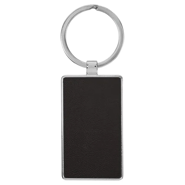 3" x 1 1/4" black PU leatherette/metal rectangle keychain with metal... from ASI 74601 Calico