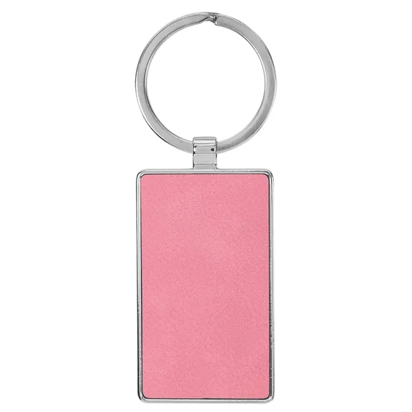 3" x 1 1/4" pink PU leatherette/metal rectangle keychain with metal... from ASI 74601 Calico