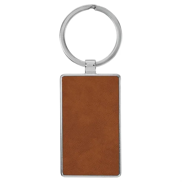 3" x 1 1/4" rawhide PU leatherette/metal rectangle keychain with metal... from ASI 74601 Calico