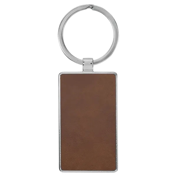3" x 1 1/4" dark brown PU leatherette/metal rectangle keychain with... from ASI 74601 Calico