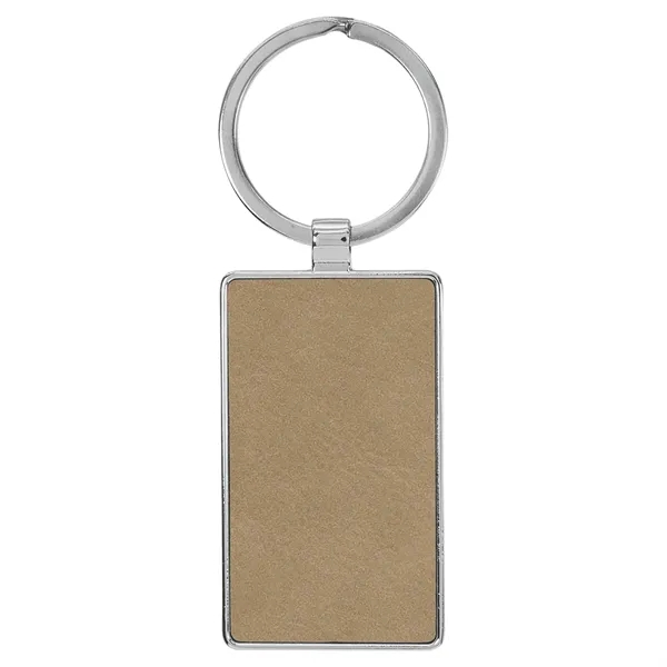 3" x 1 1/4" light brown PU leatherette/metal rectangle keychain with... from ASI 74601 Calico