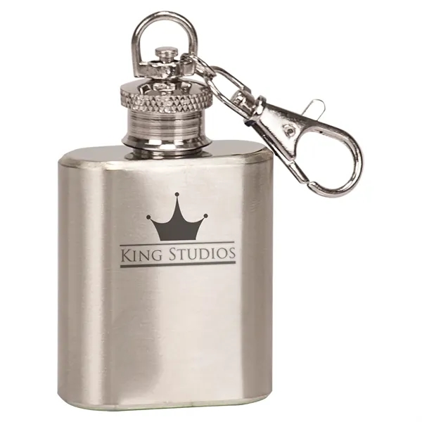 1 oz. stainless steel flask with 2 1/8" keychain; laser engraved... from ASI 74601 Calico