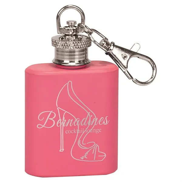 1 oz. pink stainless steel flask with 2 1/8" keychain; laser... from ASI 74601 Calico