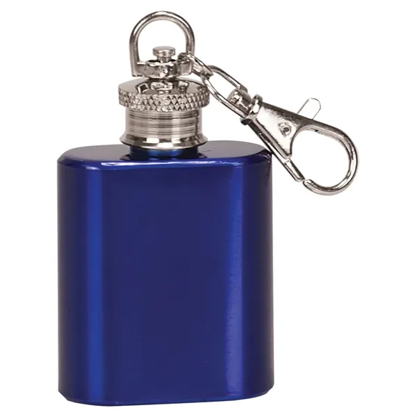 1 oz. blue stainless steel flask with 2 1/8" keychain; laser... from ASI 74601 Calico