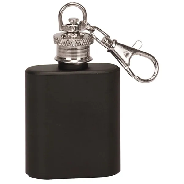1 oz. black stainless steel flask with 2 1/8" keychain; laser... from ASI 74601 Calico
