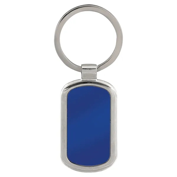 Blue Laserable Metal Rectangle Keychain with metal split ring.... from ASI 74601 Calico