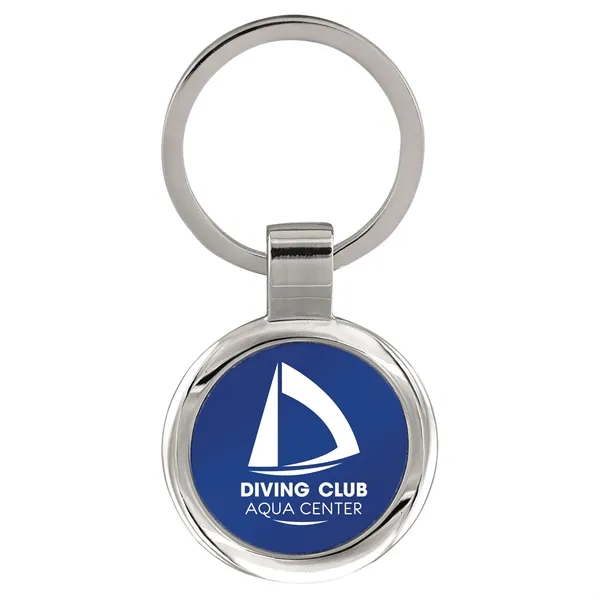 Blue Laserable Metal Round Keychain with metal split ring.... from ASI 74601 Calico