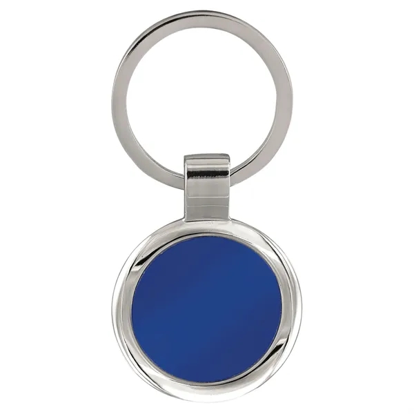 Blue Laserable Metal Round Keychain with metal split ring.... from ASI 74601 Calico
