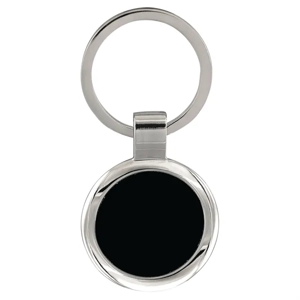 Black Laserable Metal Round Keychain with metal split ring.... from ASI 74601 Calico