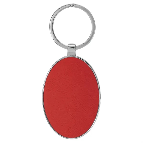 3" x 1 3/4" red PU leatherette/metal oval keychain with metal... from ASI 74601 Calico