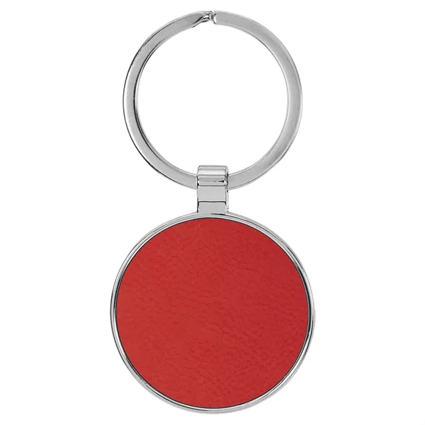 1 1/2" x 1 1/2" red PU leatherette/metal round keychain with... from ASI 74601 Calico