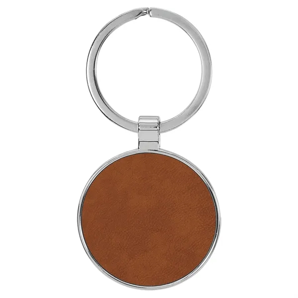 1 1/2" x 1 1/2" rawhide PU leatherette/metal round keychain with... from ASI 74601 Calico