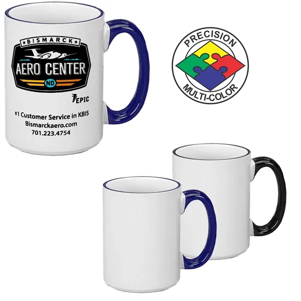 15oz White El Grande Mug Handle & Halo. Color accents available... from ASI 80093 Pyrographics / Pyrographics Line