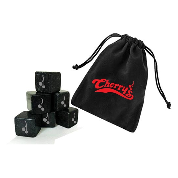 Velveteen pouch with 6 polished soapstones to keep drinks cold.... from ASI 40544 Binaco