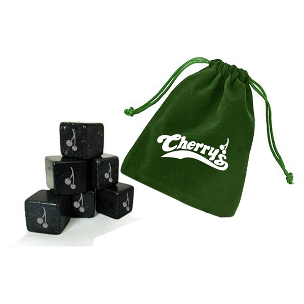 Velveteen pouch with 6 polished soapstones to keep drinks cold.... from ASI 40544 Binaco