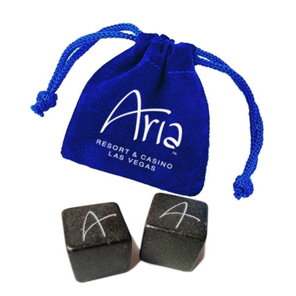 Velveteen pouch with 2 polished soapstones to keep drinks cold.... from ASI 40544 Binaco