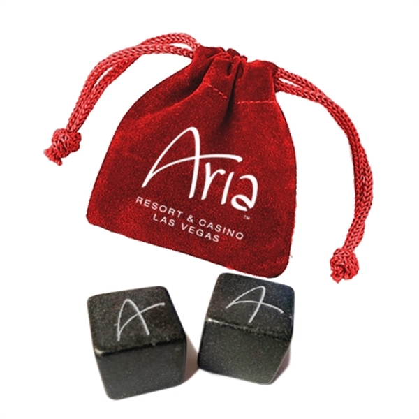 Velveteen pouch with 2 polished soapstones to keep drinks cold.... from ASI 40544 Binaco