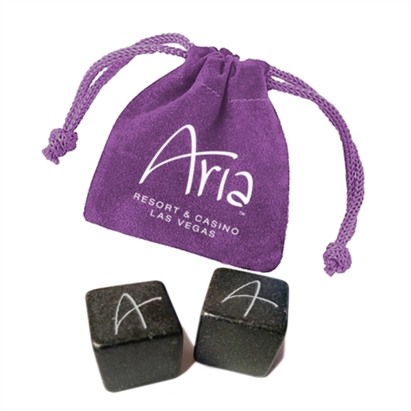 Velveteen pouch with 2 polished soapstones to keep drinks cold.... from ASI 40544 Binaco