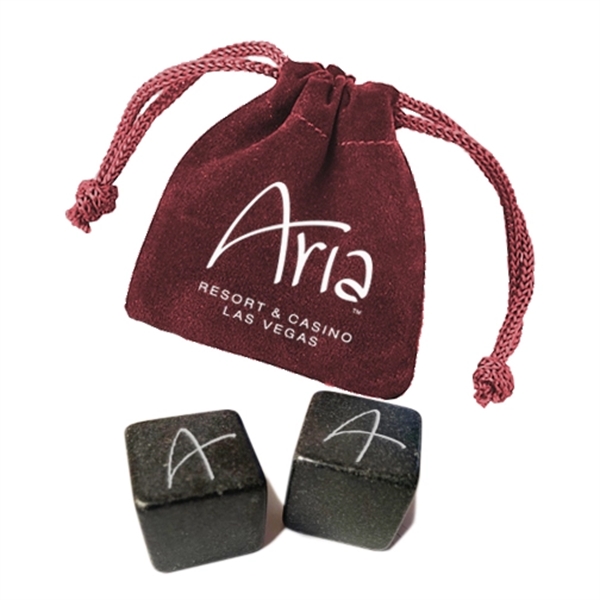 Velveteen pouch with 2 polished soapstones to keep drinks cold.... from ASI 40544 Binaco