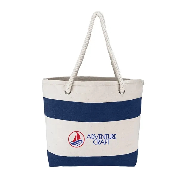 18.75" x 12.75" x 6.75" cotton canvas nautical-style striped tote with... from ASI 79530 Prime Line