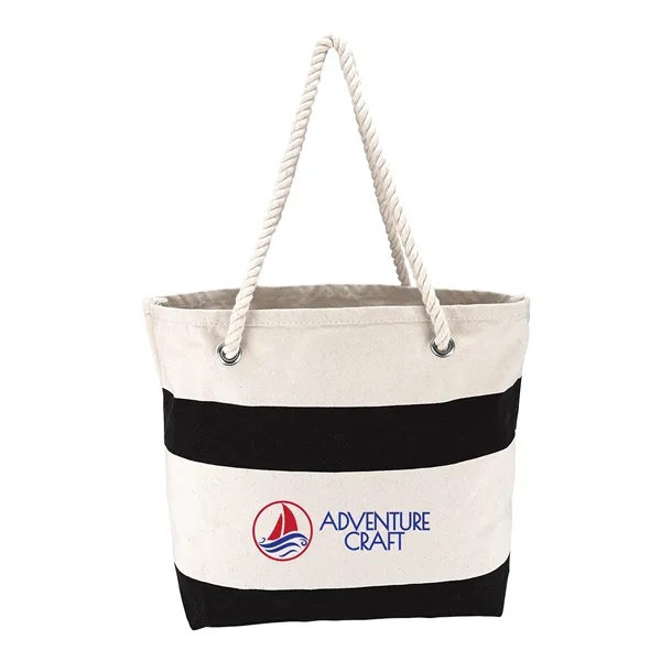 18.75" x 12.75" x 6.75" cotton canvas nautical-style striped tote with... from ASI 79530 Prime Line