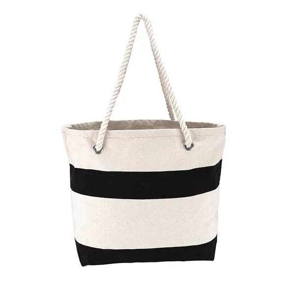 18.75" x 12.75" x 6.75" cotton canvas nautical-style striped tote with... from ASI 79530 Prime Line