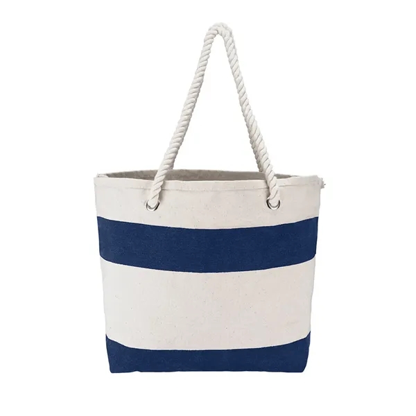18.75" x 12.75" x 6.75" cotton canvas nautical-style striped tote with... from ASI 79530 Prime Line