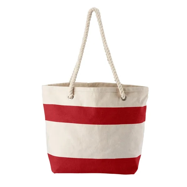 18.75" x 12.75" x 6.75" cotton canvas nautical-style striped tote with... from ASI 79530 Prime Line
